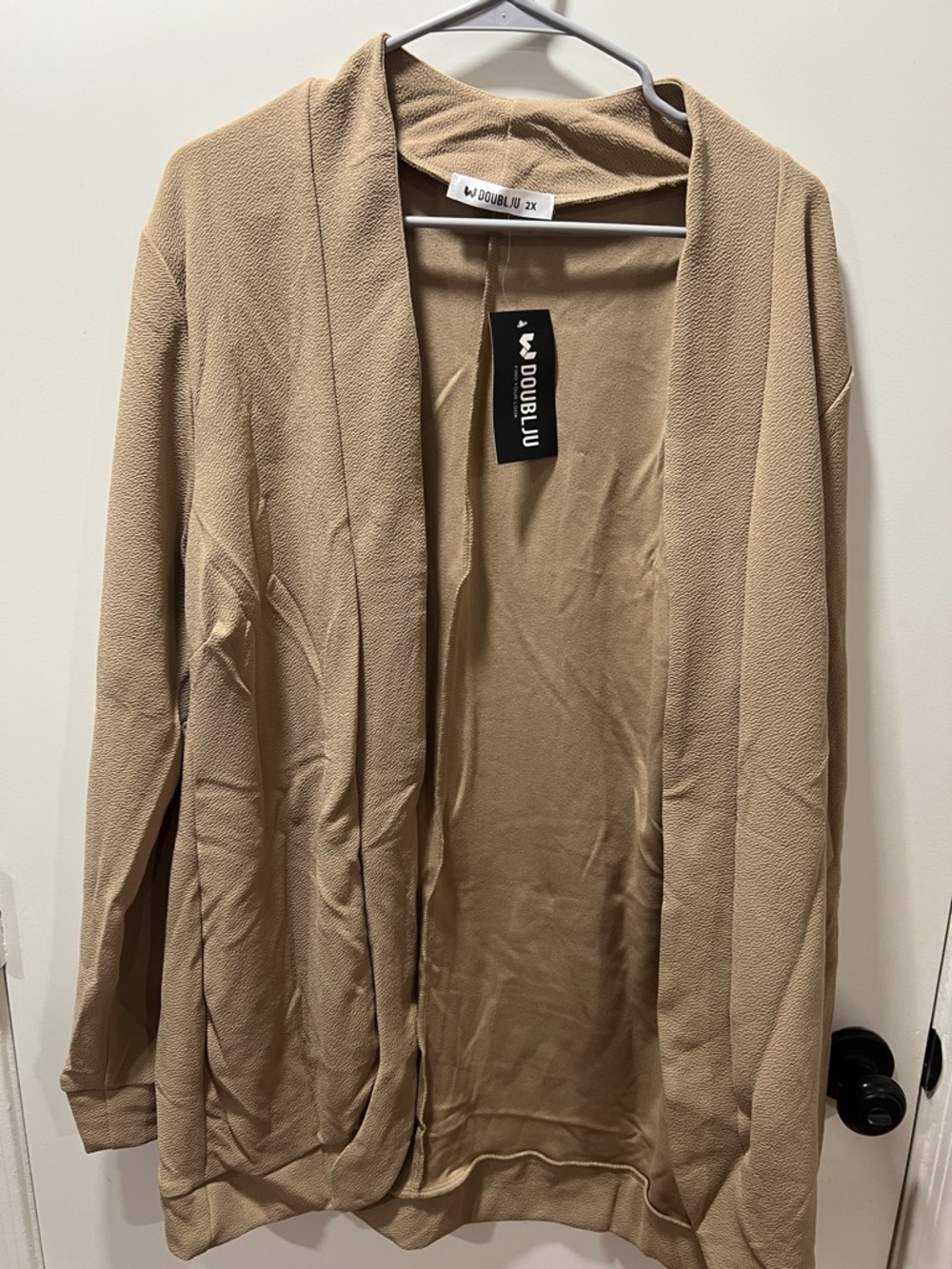 Doublju Beige Open Front Cardigan